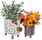 Farmhouse Metal Small Storage Basket Set For Kitchen or Bathroom Pig Decor, 2 Count Stackable Small Basket with Handle GIFTME 5