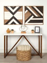 Kate and Laurel Baralt Shiplap Wood Plank Art, Black, White and Rustic Brown Kate and Laurel
