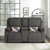 YOCONYO Loveseat Recliner, RV Reclining Loveseat, Home Theater Seating, Manual Loveseat with Console, 4 Cup Holders, 2-Seater Recliner Sofa, RV Furniture for Travel Trailers, Livingroom (Dark Grey) YOCONYO