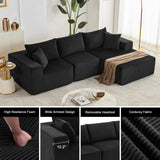 108” Modular Sectional Sofa, Cloud Sectional Couch with Deep Seat, Modern Modular L-Shape Sofa Couch with Chaise,Upholstered Couches for Living Room Bedroom (Black, Right Facing Chaise) Weture