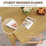 Homiflex Coffee Table Lift Top, 40'' Multi-Function Coffee Table Set with Bench & Hidden Compartment, Center Table w/Curved Corner, Converts to Home Office Table, Dining Table for Living Room, Natural Homiflex