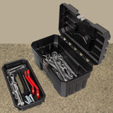 Akro-Mils 09514 ProBox 14-Inch Plastic Toolbox for Tools, Hobby or Craft Storage Toolbox with Removable Tray, 14-Inch x 8-Inch x 8-Inch, Black Akro-Mils