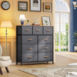 DWVO Dresser with 9 Drawers, Fabric Storage Dresser, Chest of Drawers, Storage Tower Organizer Unit for Living Room, Closets(Dark Grey) DWVO