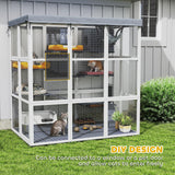 PawHut Catio Outdoor Cat Enclosure, Large Luxury Cat House Outside with Hammock, Condo, Jump Platforms, Ladders, Ramps, Tarp, Walk in Cat Cage for 2-4 Large Cats, 71" PawHut