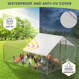 VerisShade Large Metal Chicken Coop, Walk-in Poultry Cage, Large Outdoor Chicken Coop with Waterproof Cover for Outdoor Yard Farm Use (9.8x13.1x6.6FT) VerisShade