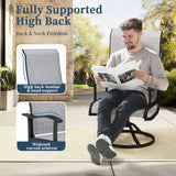 PIZZELLO Patio Swivel Chairs Set of 4 Outdoor Swivel Rocker Dining Chairs with All Weather Textilene High Back and Metal Frame, 350 LBS Capacity, Outdoor Chair Sets for Lawn Garden Backyard Deck, Gray PIZZELLO