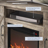 BELLEZE 47" TV Stand with 18" Electric Fireplace Heater & Media Entertainment Center Console Table for TV up to 50" with Open Storage Shelves & Cabinets - Veropeso (Ashland Pine) BELLEZE