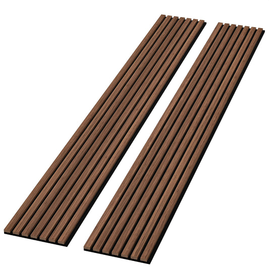 Generic 2 Pack - 94” L x 12.6” W Soundproof Acoustic Wood Wall Panels, 3D Slat Paneling, Decorative Panels for Walls and Ceilings, Acoustic Panels for Interior Design (Dark Chestnut), 94inchl - WoodArtSupply