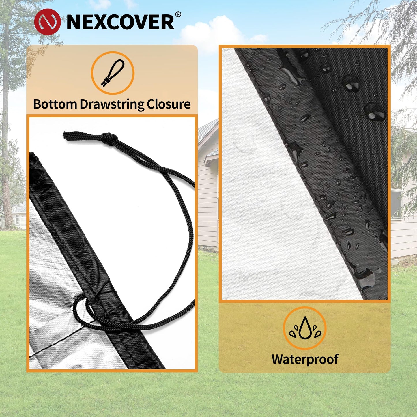 NEXCOVER Grill Cover, BBQ Cover 55 inch,Waterproof BBQ Grill Cover,Fade Resistant Gas Grill Cover, Barbecue Grill Covers, Fits Grill of Weber, Brinkmann, Nexgrill, Black Grill Cover for Outdoor Grill.