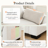 Ball & Cast Oversized Modular L Shaped Sectional Sofa W/Movable Ottoman and USB Ports,5 Seater Chenille Couch W/ 2 Armrest Pillows,Side Pocket & Folding Table,for Living Room,Apartment,Beige,130" Ball & Cast