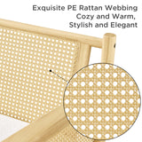 Yaheetech Accent Chair, Boucle Vanity Chair with Rattan Back Arms, Mid Century Chair Upholstered Living Room Chair Lounge Chair Bedroom Balcony White Yaheetech