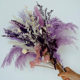 Natural Dried Pampas Prairie Bouquet, 17 "Natural Dried Bouquet, Purple Pampas and Millet Flower Mixed Bouquet Bohemian Style Family Wedding Dried Flower Decoration Flowerartlife