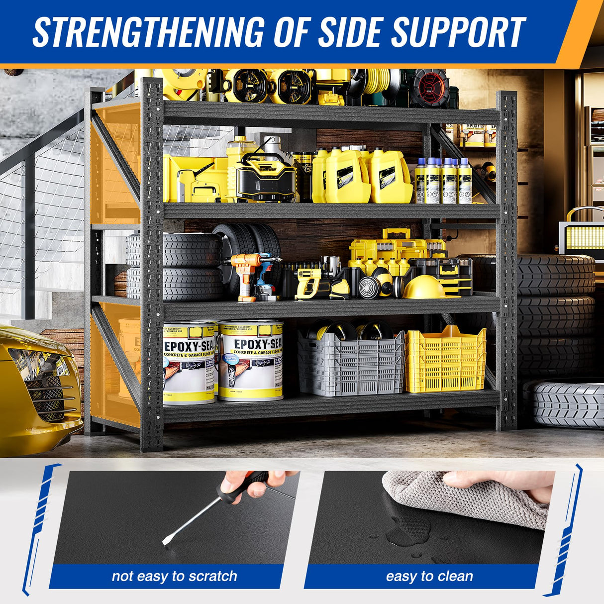 BYNSOE 48" W Storage Shelves 3000lbs Garage Metal Shelving Heavy Duty Garage Shelves Adjustable Storage Shelves for Industrial, Factory,48" W X 24" D X 69" H BYNSOE