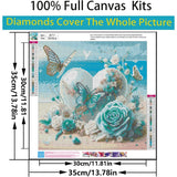 5D Diamond Painting Kits for Adults Beginners, Flowers Heart Diamond Art, DIY Full Round Drill Diamond Dot Gem Art, Butterfly Paintings by Diamond Home Wall Decor 13.78x13.78 Inch Acelii