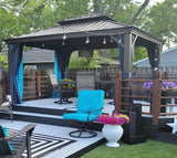 PURPLE LEAF Hardtop Gazebo 10' X 13' Galvanized Steel Roof with Netting and Curtains Backyard Deck Garden Canopy Aluminum Frame Permanent Outdoor Pavilion PURPLE LEAF
