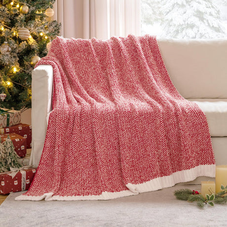 MIULEE Christmas Red Super Soft Throw Blanket for Couch, Cozy Fluffy Warm Blankets Knit Throw Blankets for Sofa, Bed, Chair, Living Room, Camping, Picnic, 50 x 60 inch MIULEE
