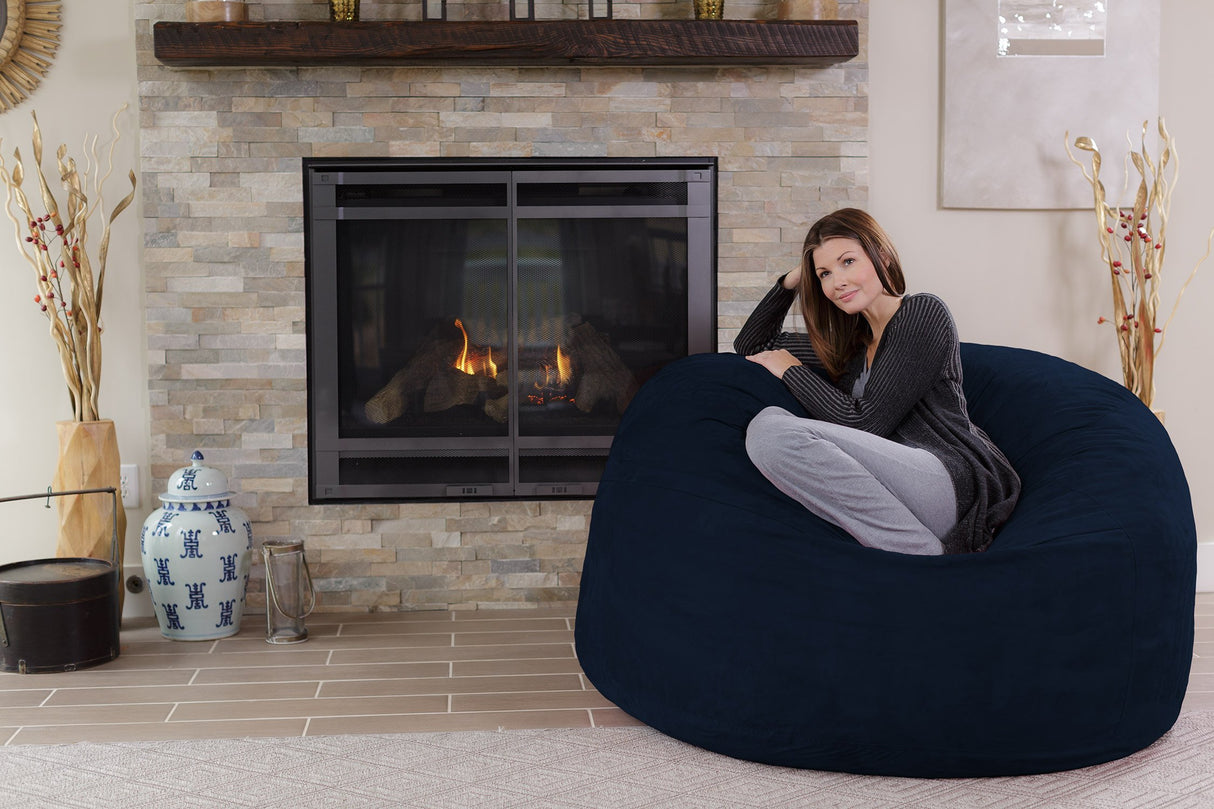 Chill Sack Bean Bag Chair - 5' Giant Memory Foam Lounge Chair with Soft Microfiber Cover – Cozy Furniture for Living Room, Dorm, & Kids' Rooms – Comfortable 5 Ft, Microsuede Lounge Sofa, Navy Chill Sack