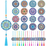 Saillong 16 Pcs Diamond Art Car Ornaments Mandala Diamond Painting Kit Ornament for Car Hanging Suncatchers Charm for Rear View Mirror Double Sided Painting Crystal Gem Garden Decoration Paint DIY Kit Saillong