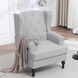choairy Accent Chair for Living Room, Mid Century Modern Wingback Chair, Upholstered Fabric Armchair with High Back and Vintage Legs, Comfy Single Sofa Side Reading Chairs for Bedroom, Light Grey choairy