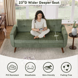 Tbfit 65" W Loveseat Sofa, Mid Century Modern Couches Love Seats for Living Room, Button Tufted Upholstered Small Couch for Bedroom, Solid and Easy to Install Love Seats Furniture, Green Tbfit