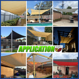 ShadeMart 14' x 14' Beige Sun Shade Sail Square Canopy Fabric Cloth Screen smTAPR1418, Water and Air Permeable & UV Resistant, Heavy Duty, Carport Patio Outdoor & (We Customize Size) ShadeMart