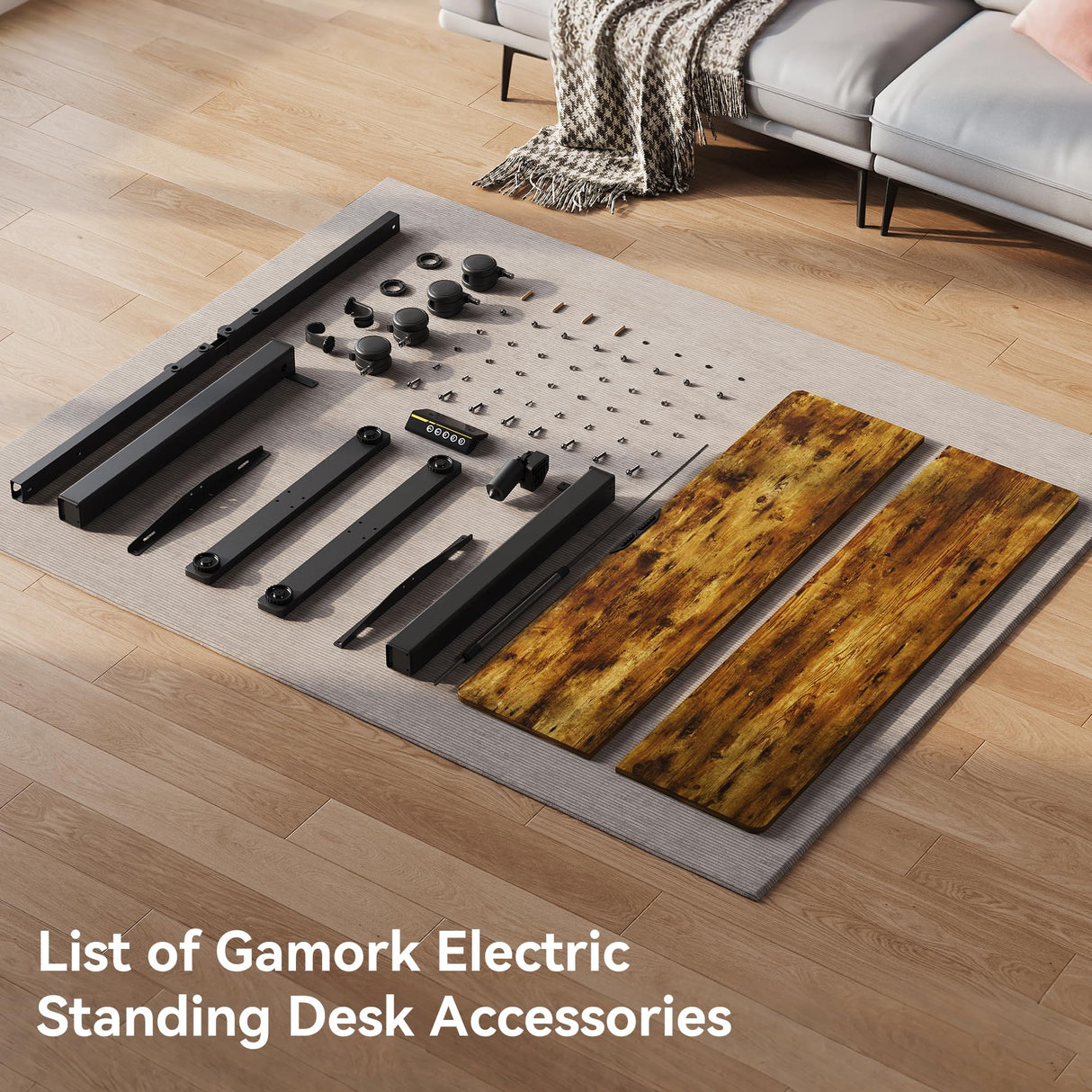 Gamork Electric Standing Desk Adjustable Height Stand Up Desk Ergonomic Sit Stand Desk for for Work Office Home Computer Desk Workstation (Rustic Brown C65, 48 * 24) Gamork