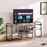 VECELO TV Stands for 55 Inch,Entertainment Center/Media Console Table with Adjustable Storage Shelves for Living Room/Bedroom,Grey VECELO