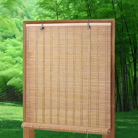Bamboo Roller Shades Roman Shades for Window: Bamboo Blinds for Interior Windows and Outdoor Patio,Roll Up Blinds for Indoor Porch Light Filtering Sunshade,Easy to Install 32" W X 63" H Soulitem