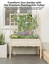 Raised Garden Bed with Legs for Outdoors, 46"x23"x65" Wooden Elevated Planter Box with Trellis, Planter Liner for Backyard, Patio, Balcony, Bed Liner for Climbing Plants, Flowers, Vegetables GarveeLife