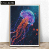 Kaliosy 5D Diamond Art Kits for Adults Jellyfish by Number Kits, Diamond Painting Art Ocean DIY Full Drill Crystal Craft Cross Stitch Embroidery Decoration (12x16 inch) 30x40 cm Kaliosy