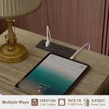 JOONEE Modern Nightstand with Charging Station and LED Lights, White Bedside Table with Drawer, Fluted Side Table for Living Room, Bedroom JOONEE