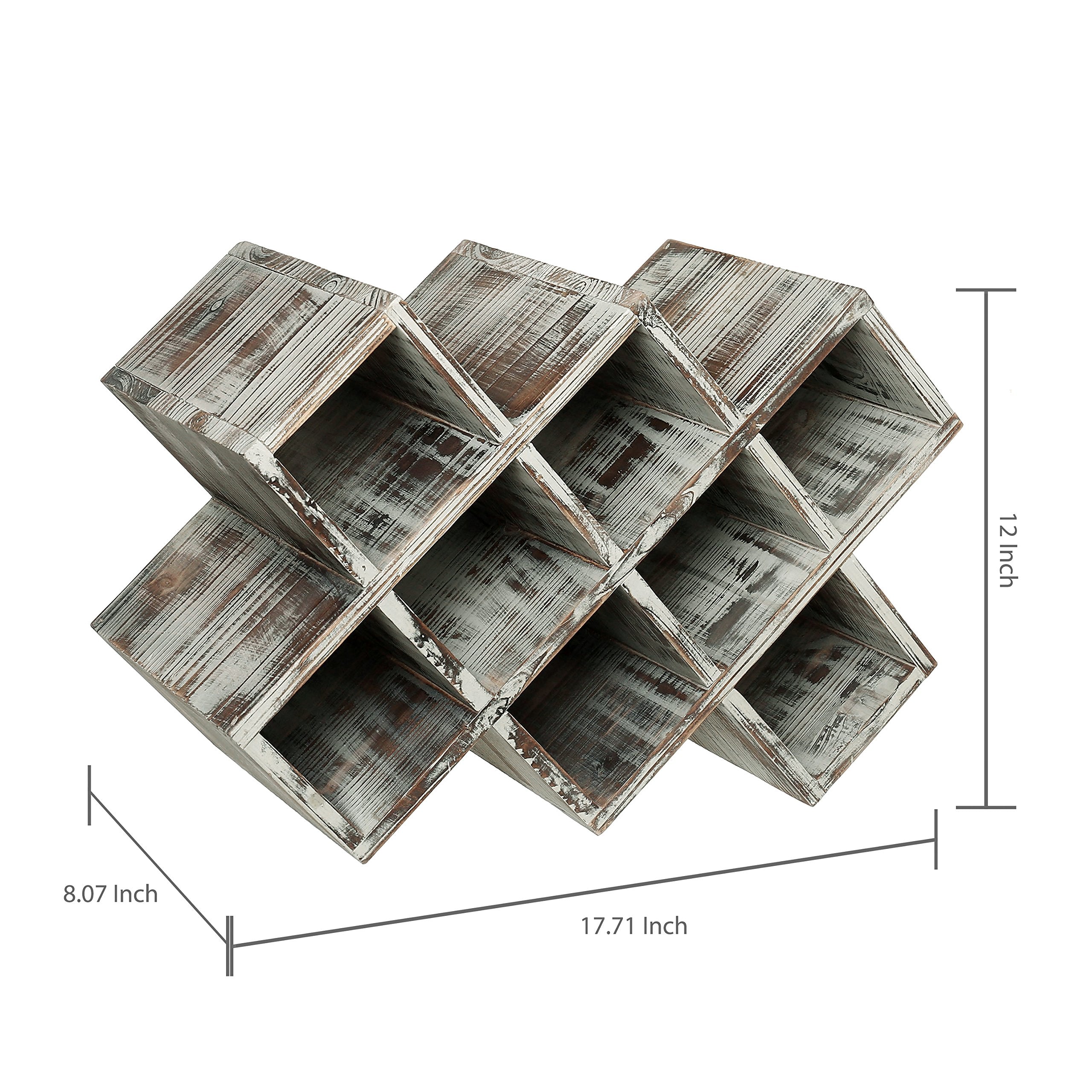 Rustic Torched Wood Wall Mounted Wine Rack with Glass Holder