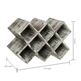 MyGift Rustic Torched Solid Wood Tabletop Wine Bottle Holder Rack with Geometric Cross Hatch Design, Vertical or Horizontal Display, Holds up to 8 Bottles MyGift