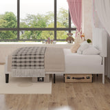 VECELO Twin Size Bed Frame with Upholstered Headboard, Velvet Platform Bedframe Mattress Foundation, Strong Wood Slat Support, No Box Spring Needed,White VECELO