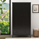 Panana 2 Door Wardrobe, Armoire with Drawer for Bedroom (Black) Panana