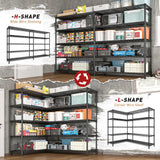 REIBII 73''W Storage Shelves Load 1650 LBS Metal Shelving 5-Tier Wire Shelving Unit for Storage Rack Adjustable Heavy Duty Metal Shelves for Pantry Kitchen Garage, 17.7" D x 73" W x 71" H REIBII