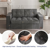 MAXYOYO Bean Bag Chair for Adults, Upholstered Floor Sofa with Armrests, Loveseat Boneless Couch with Tufted Cushion & Backrest, Sofa in A Box, Large Bean Bag Couch for Bedroom Living Room, Dark Grey MAXYOYO