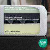 Nestl Green Tea Queen Mattress 8 Inch - Cooling Graphite Memory Foam Mattress Queen Size, Fiberglass Free Queen Mattress in A Box, Pressure Relief Supportive Bed in A Box, CertiPur-US Certified Nestl