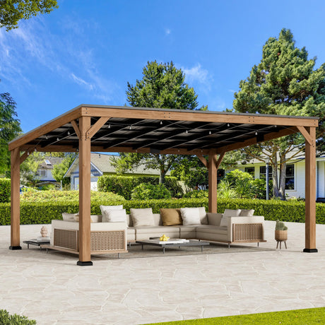 Modern Shade Supreme Cedar Wood Gazebo 12' x 16' with Hardtop Slope Roof, Wooden Grill Gazebo with Durable and Rot-Resistant, Supports Snow Loads and High Wind Speeds, Ideal for Backyard, Deck, Garden Modern Shade Outdoor Living Spaces