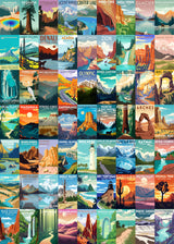 National Parks Puzzle for Adults 1000 Pieces, Travel Poster Landscape Puzzle Including Zion Yellowstone Yosemite, Nature Jigsaw Puzzles Scenery Mountain Scene PICKFORU