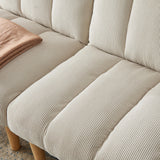 Modern Corduroy Convertible Folding Futon Couch Sofa Bed,with Adjustable Backrest Memory Foam Couch Double Loveseat Sofa for Compact Living Space,Dorm,Game Studio,Apartment,Bedroom (White) Gustonhon