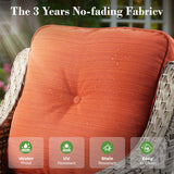 ovios Outdoor 5 Piece Patio Furniture with Fire Pit Table,Wicker Coversation Set with Swivel Rocking Chair,Comfy Sectional Deep Sofa for Outside Porch Balcony Backyard Pool,Orange ovios