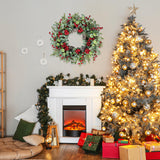 Sggvecsy 22 Inch Artificial Christmas Wreath for Front Door Xmas Red Berry Wreath with Pine Needles Pine Cones Eucalyptus Leaves Christmas Decorations for Winter Wall Outdoor Home Holiday Xmas Decor Sggvecsy