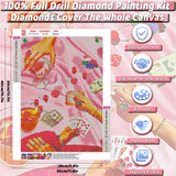 KICHANG Pink Diamond Art Kits for Adults Beginner,DIY Modern Diamond Painting 5D Round Full Drill Diamond Dots Gem Art Crafts with Tools,Funny Crafts for Home Wall Decor&Gift-12x16in KICHANG