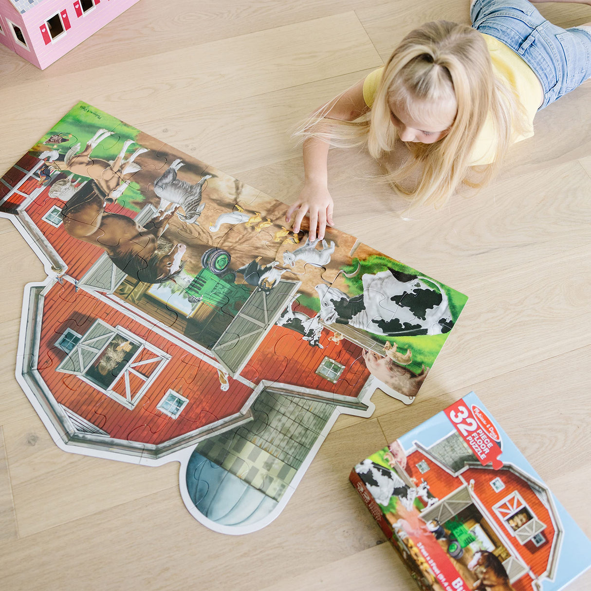 Melissa & Doug Busy Barn Shaped Jumbo Jigsaw Floor Puzzle (32 pcs, 2 x 3 feet) - FSC Certified Melissa & Doug