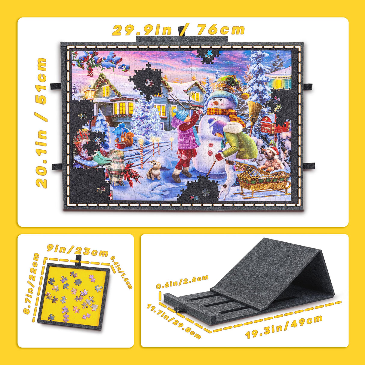 Tektalk Jigsaw Puzzle Table with Integrated Adjustable Stand/Bracket, 3-Tilting-Angle Puzzle Plateau with Cover & 4 Sorting Drawers, Super Lightweight Felt Puzzle Board, for Up to 1000 Pieces - Gray Tektalk