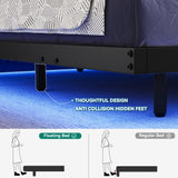 YITAHOME Floating Bed Frame King Size,Floating Bed with LED Lights & Charging Station, Metal Platform Bed Frame with Heavy Duty Steel Slats, No Box Spring Needed, Black YITAHOME