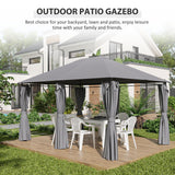 Outsunny 10' x 13' Outdoor Patio Gazebo, Canopy Shelter with 6 Removable Sidewalls & Steel Frame for Garden, Lawn, Backyard & Deck, Gray Outsunny