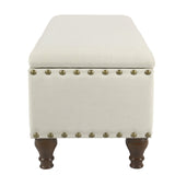 HomePop Large Storage Bench with Nailhead Trim - Cream HomePop