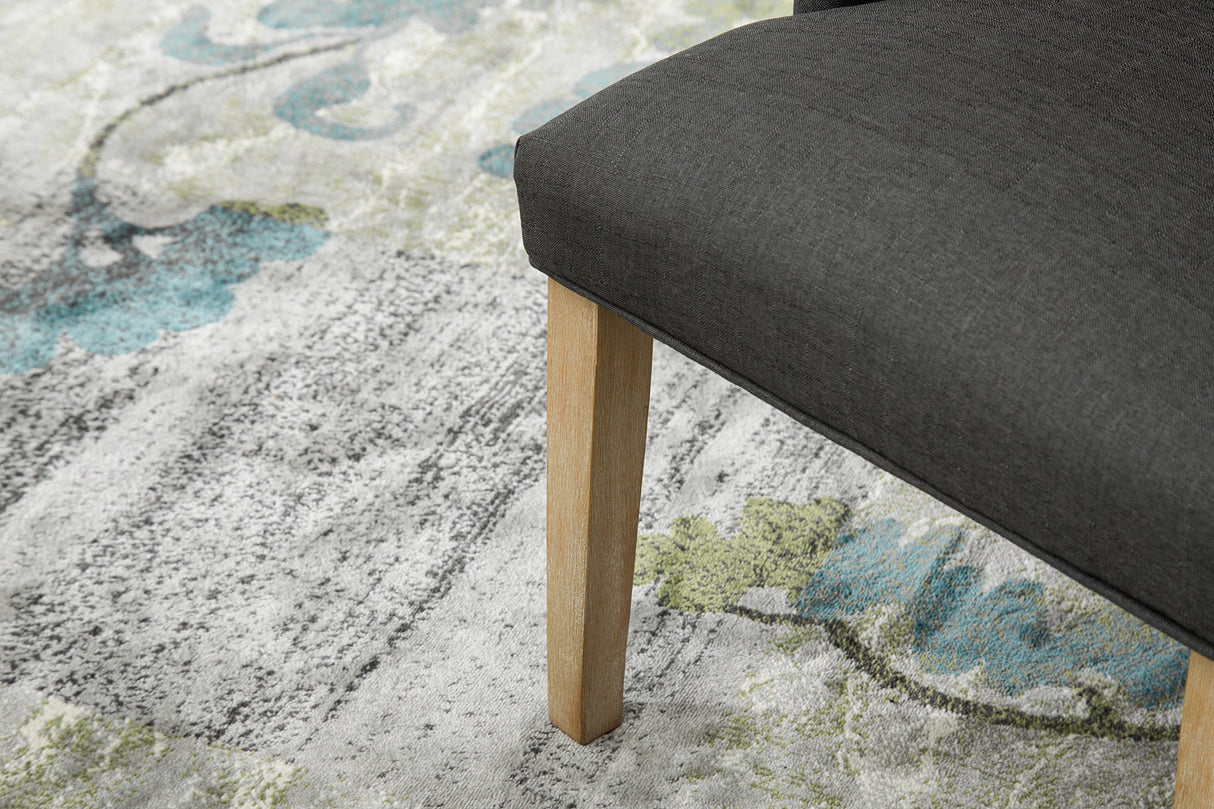 Roundhill Furniture C169CC Button Tufted Solid Wood Wingback Hostess Chairs with Nail Heads, Set of 2, Charcoal Roundhill Furniture